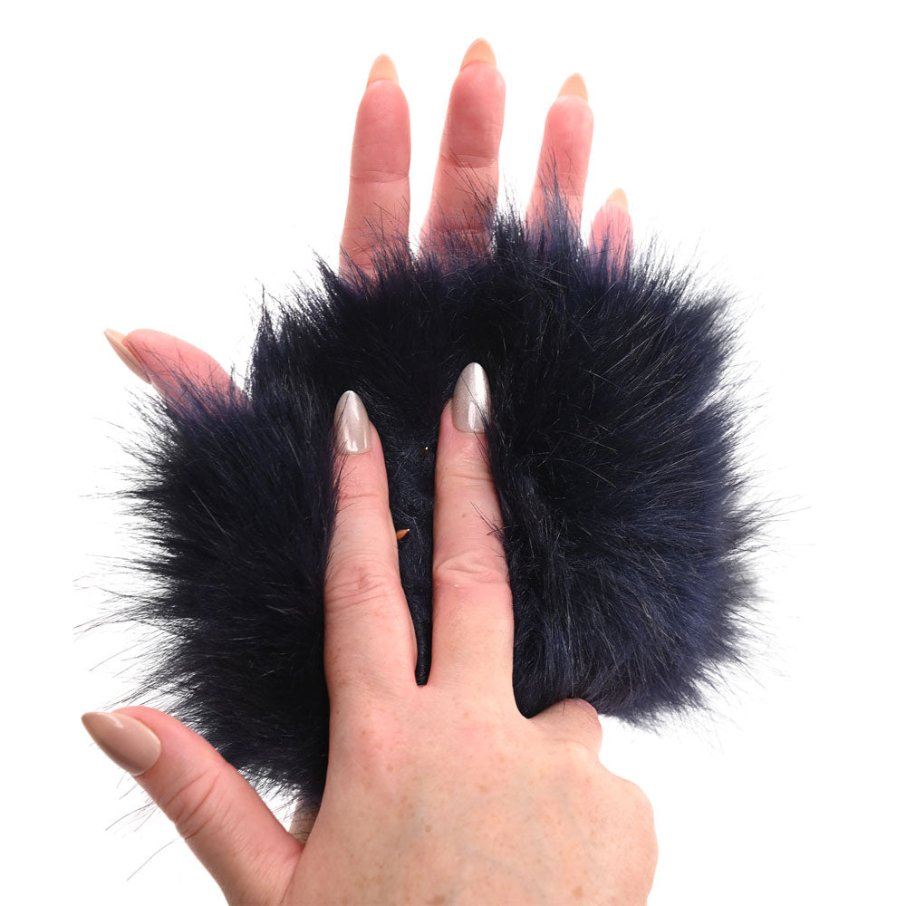 Sex & Mischief Cougar Spiked Sensory Glove - Navy Blue Furry Glove with Metal Spikes - Naughty by Nature Adult Store