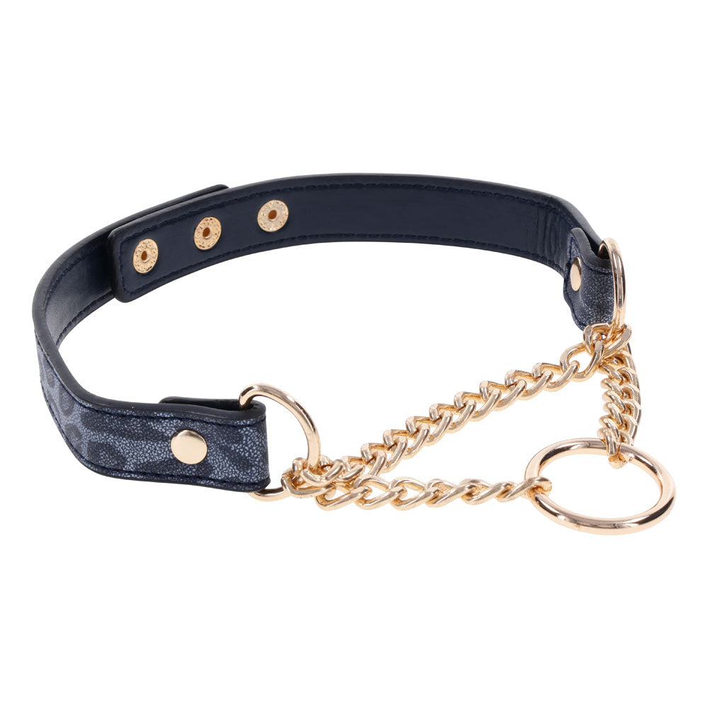 Sex & Mischief Cougar Day Collar - Navy Blue/Gold Collar - Naughty by Nature Adult Store