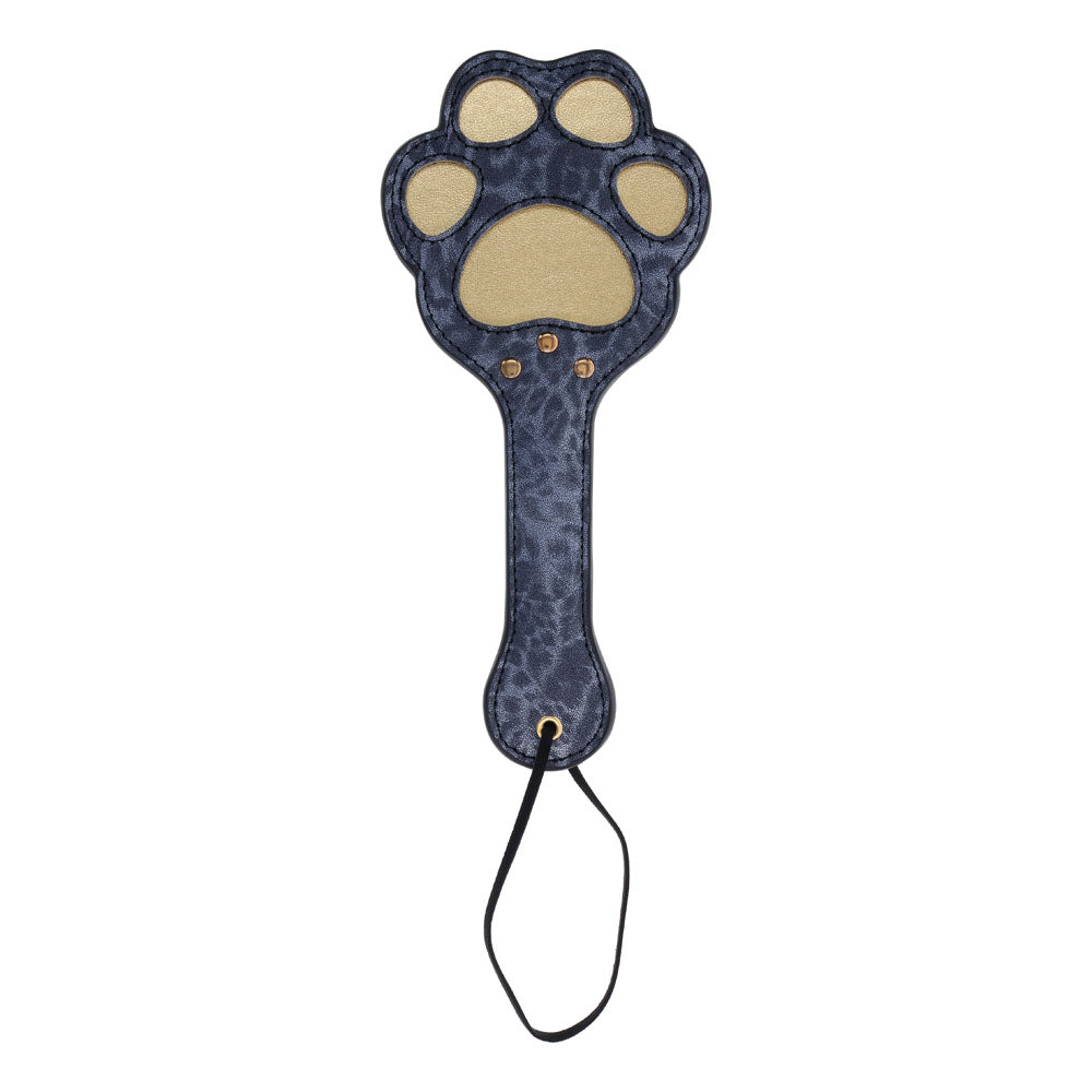 Sex & Mischief Cougar Paw Paddle - Navy Blue/Gold Spanking Paddle - Naughty by Nature Adult Store