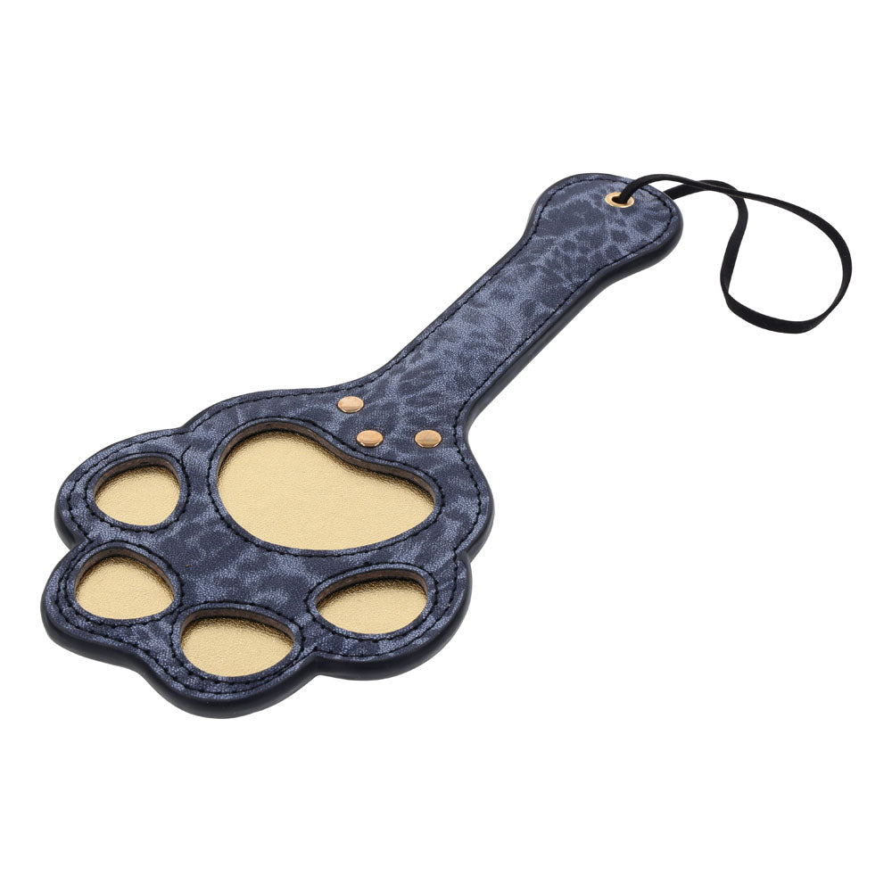 Sex & Mischief Cougar Paw Paddle - Navy Blue/Gold Spanking Paddle - Naughty by Nature Adult Store
