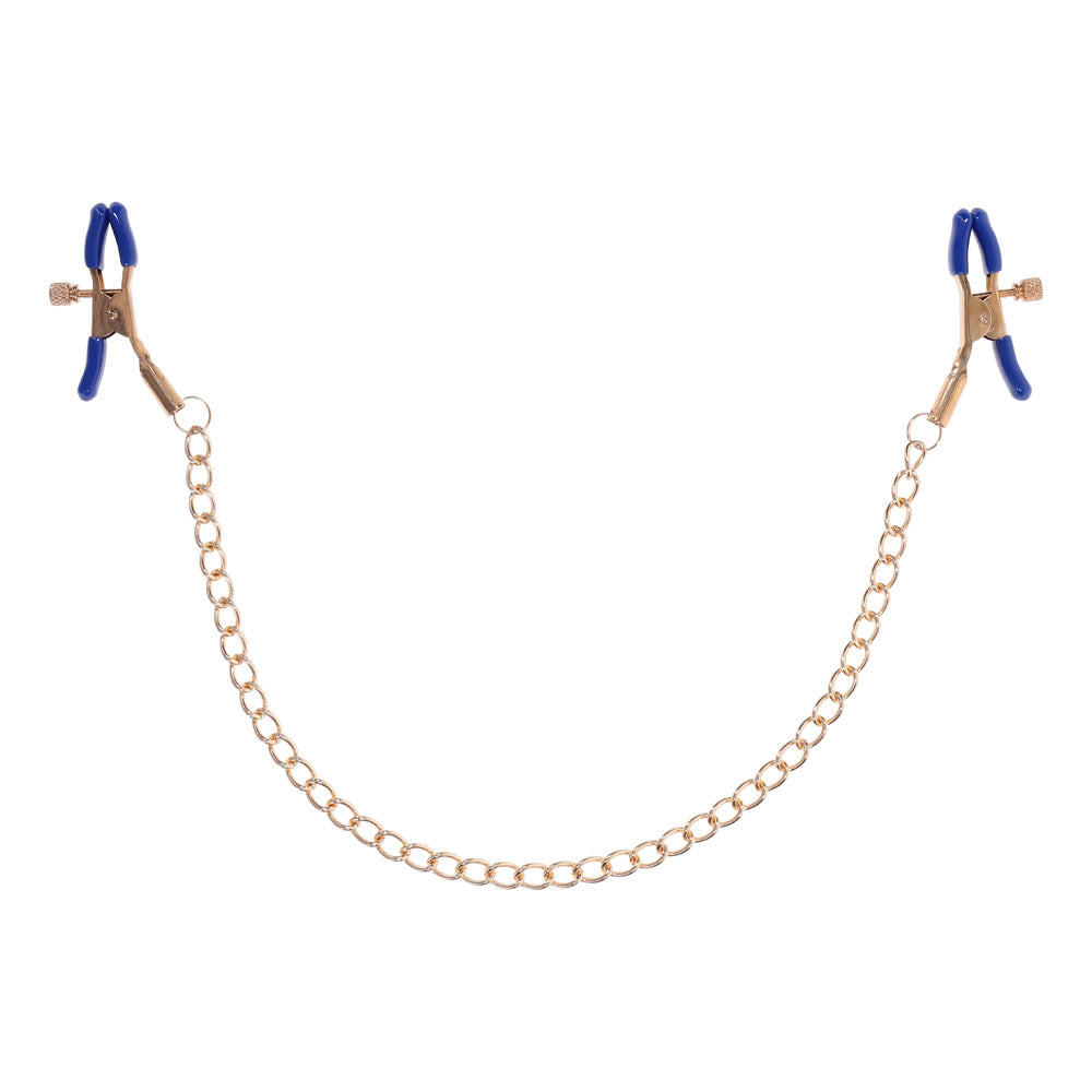 Sex & Mischief Cougar Chained Nipple Clamps - Gold - Naughty by Nature Adult Store