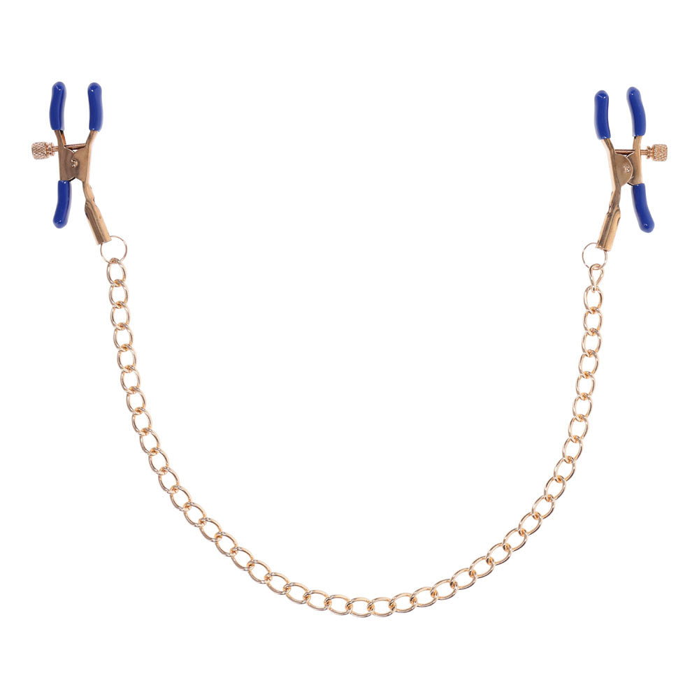 Sex & Mischief Cougar Chained Nipple Clamps - Gold - Naughty by Nature Adult Store