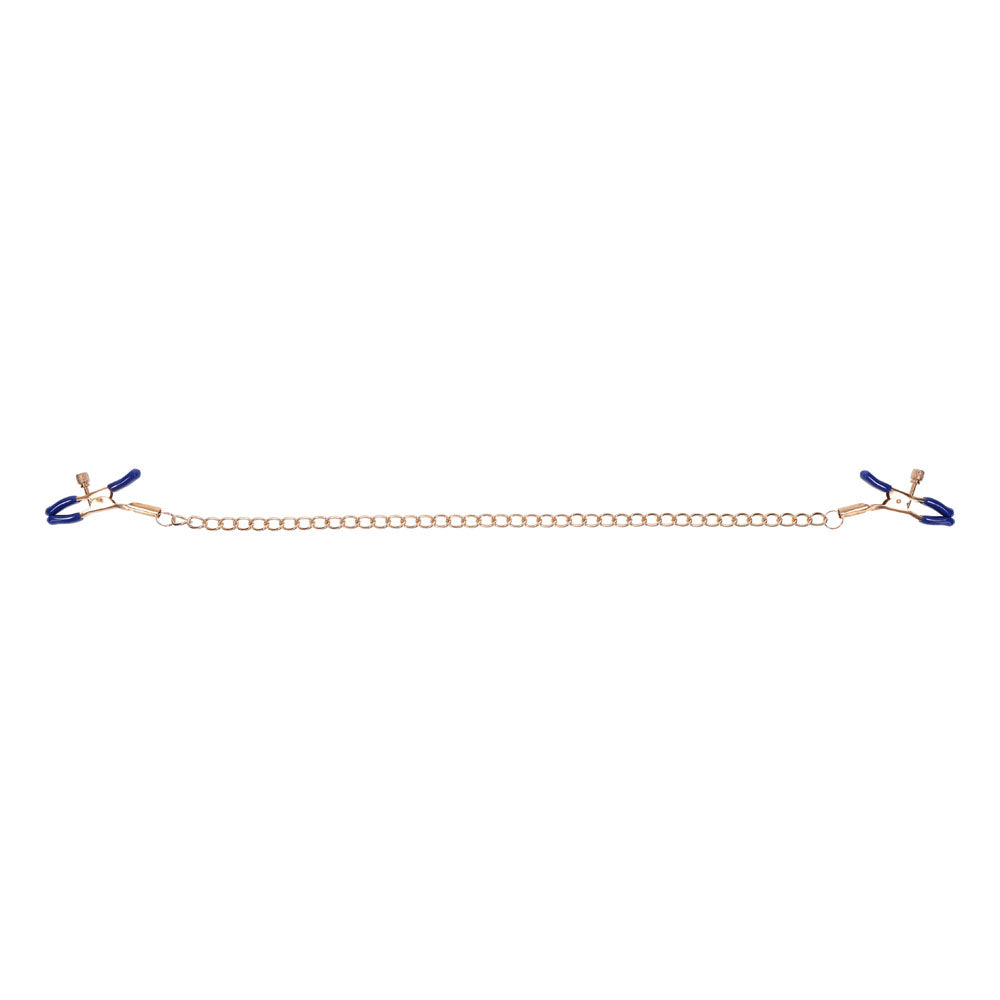 Sex & Mischief Cougar Chained Nipple Clamps - Gold - Naughty by Nature Adult Store