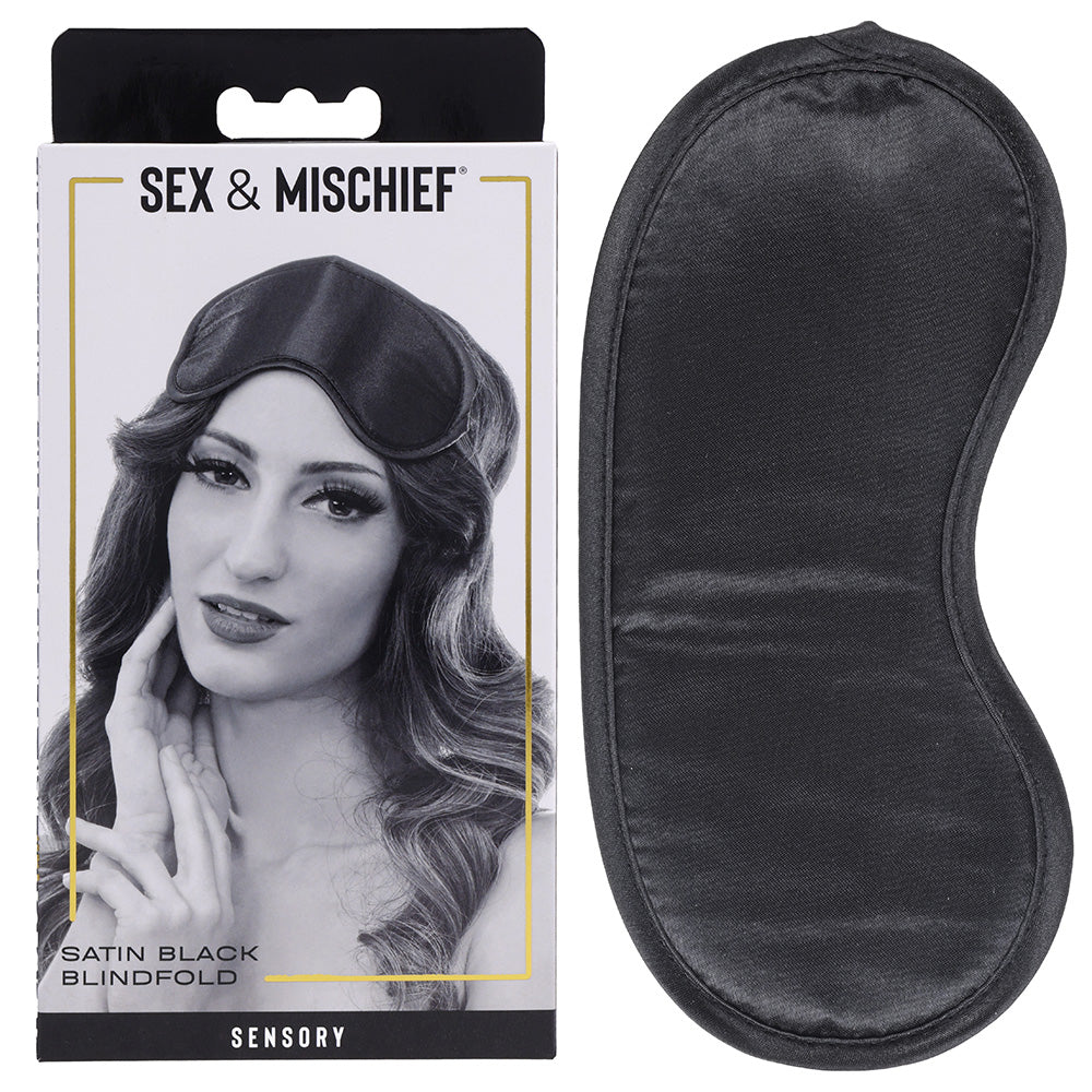 Sex & Mischief Satin Blindfold Black - Black Blindfold - Naughty by Nature Adult Store