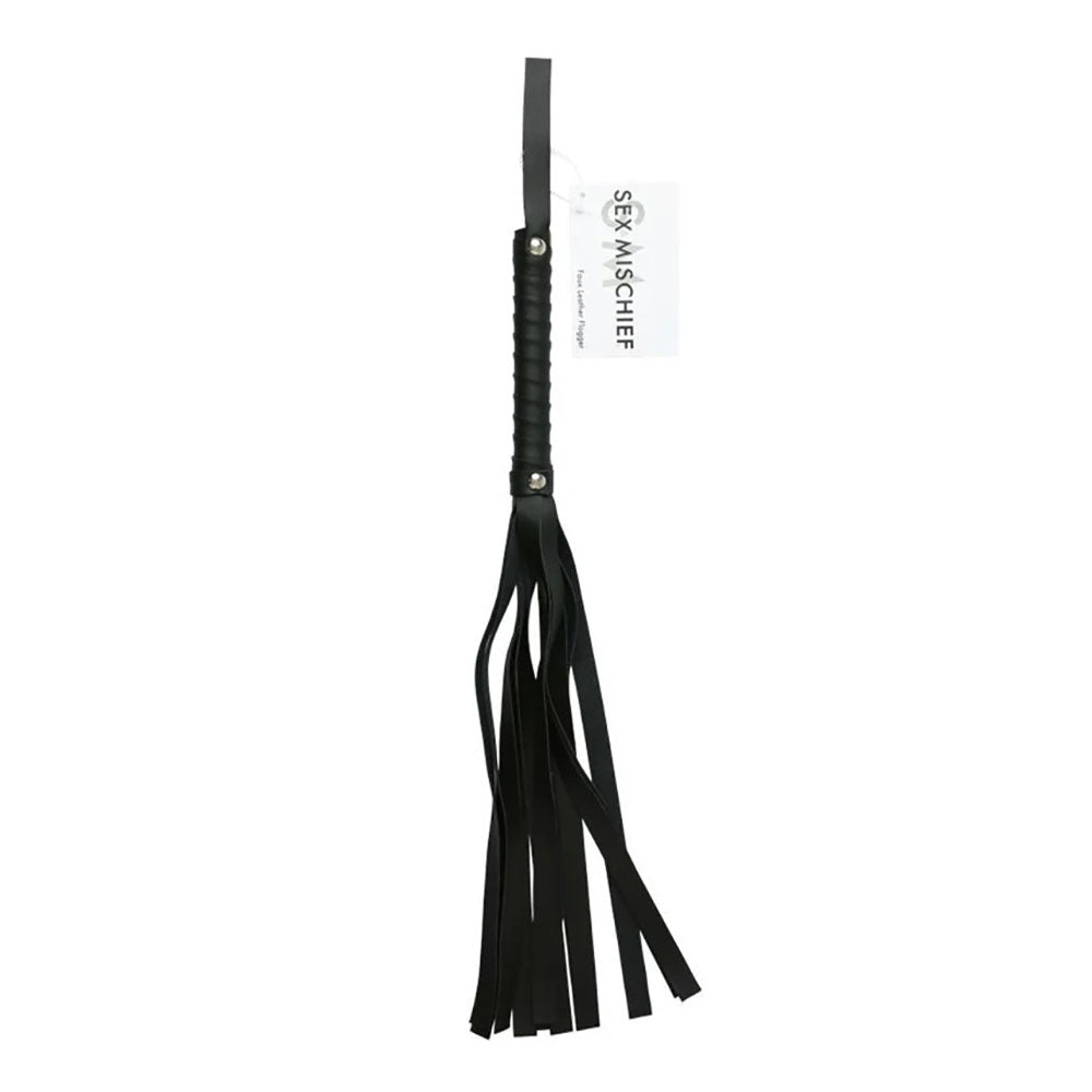 Sex & Mischief Faux Leather Flogger - Black Flogger Whip - Naughty by Nature Adult Store