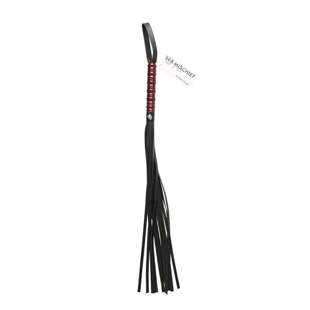 Sex & Mischief Mahogany Flogger - 76 cm Flogger Whip with Wooden Handle - Naughty by Nature Adult Store