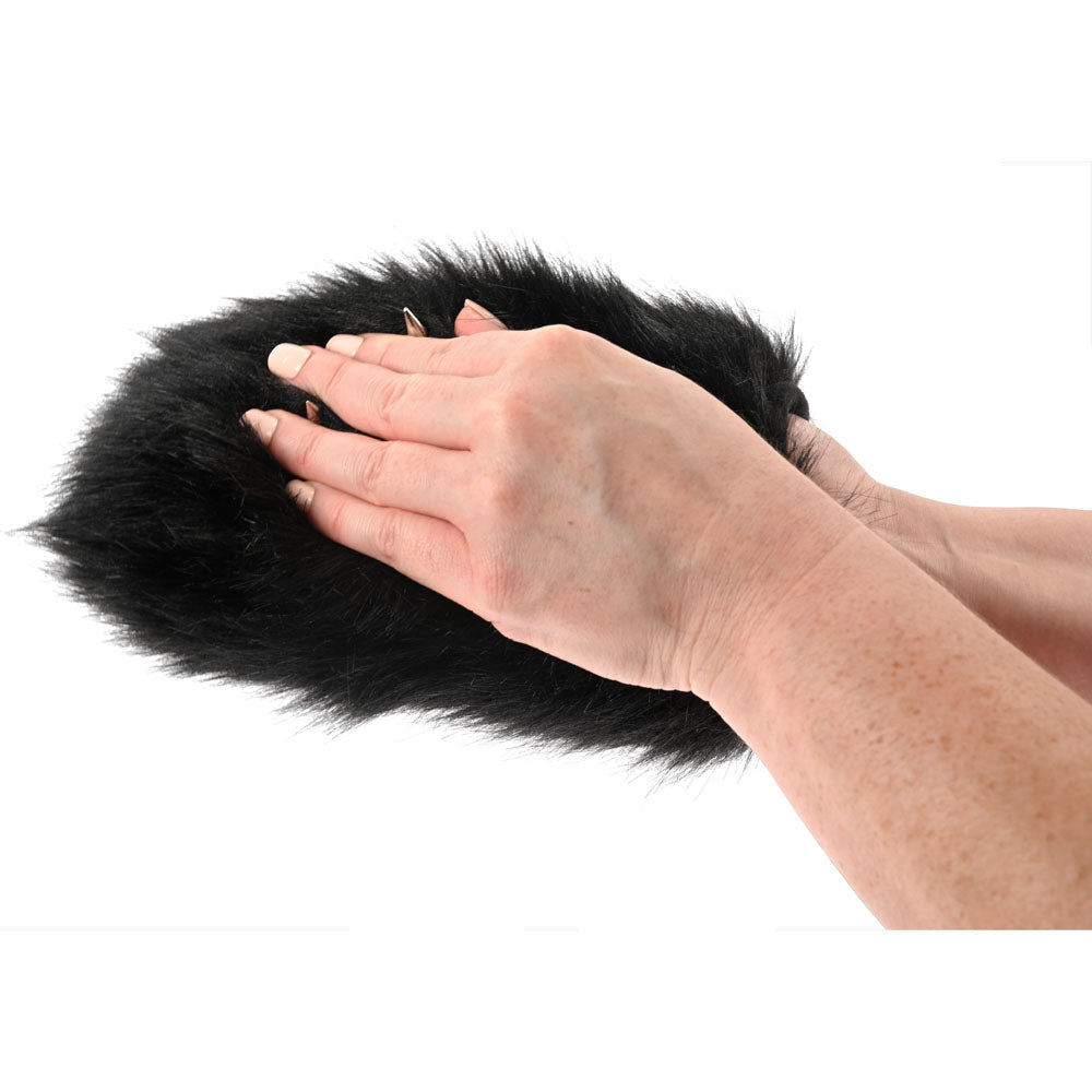 SPORTSHEETS Spiked Sensory Mitt - Black Furry Mitt with Spikes - Naughty by Nature Adult Store