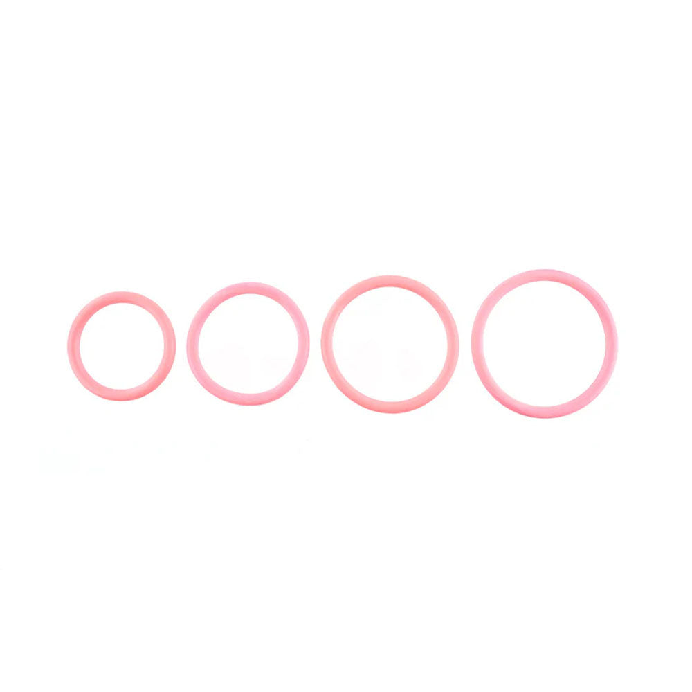 SPORTSHEETS Rubber O-Ring 4 Pack - Coral - Coral Rings - 4 Pack - Naughty by Nature Adult Store
