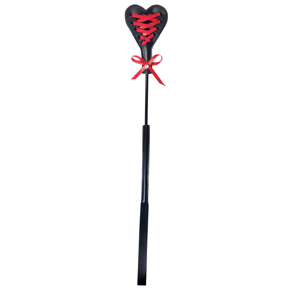 Sex & Mischief Heart Beat Crop - Black/Red 37.5 cm Crop Whip - Naughty by Nature Adult Store