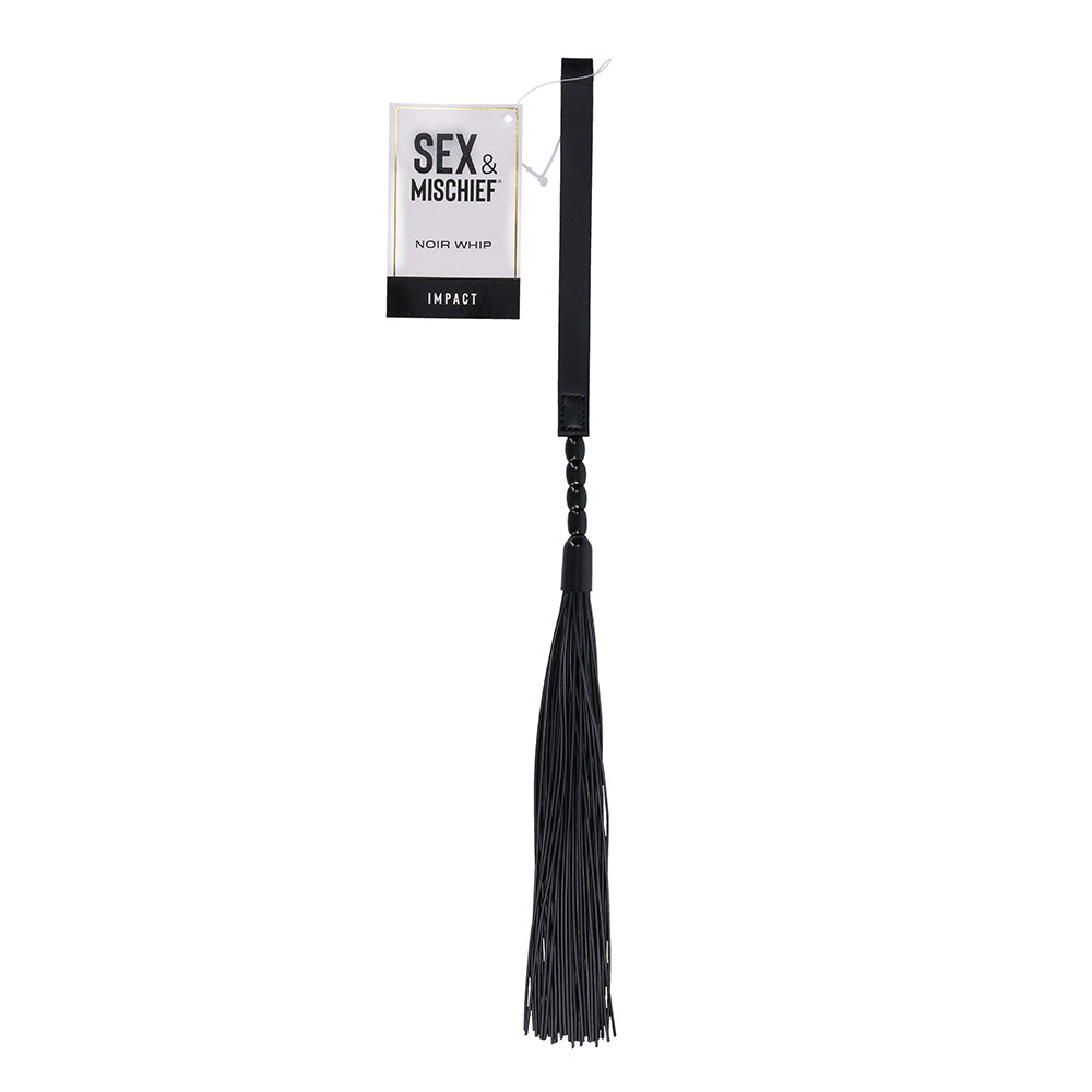 Sex & Mischief Noir Whip - Black 40 cm Rubber Whip - Naughty by Nature Adult Store