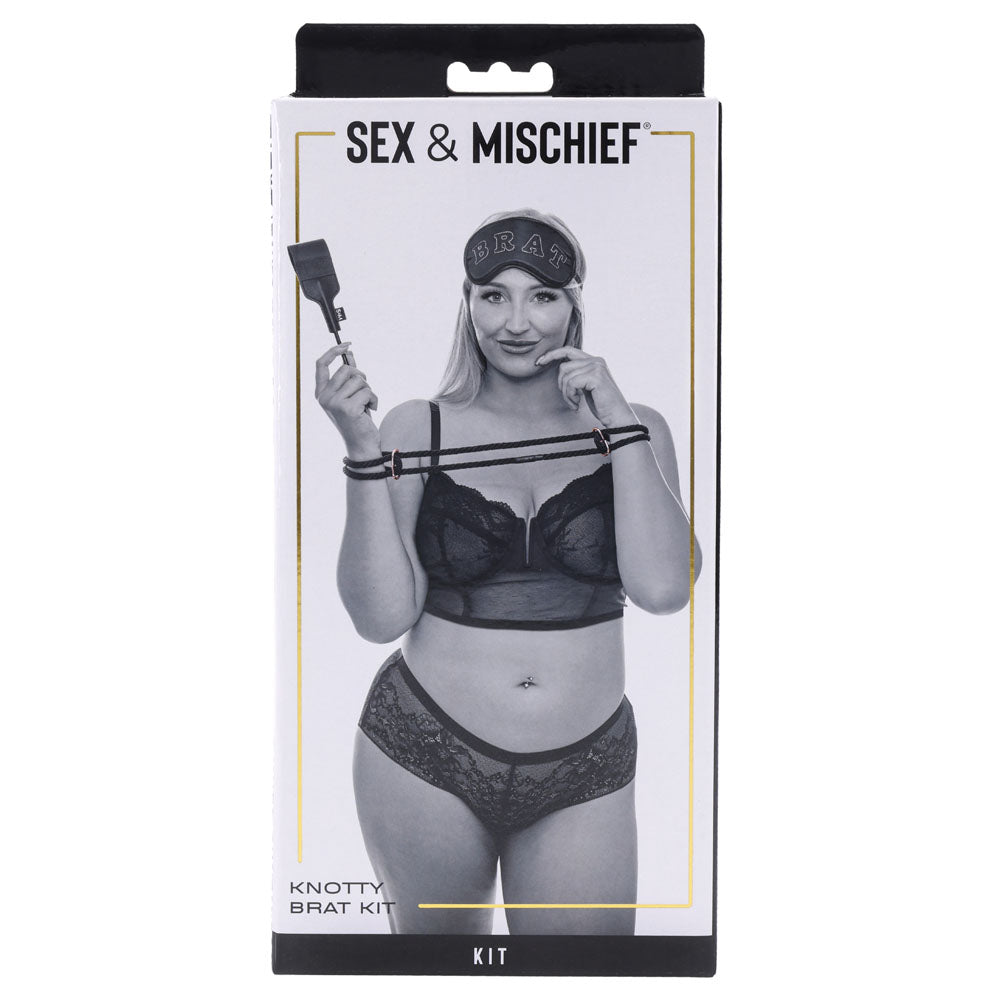 Sex & Mischief Knotty Brat Kit - Black Bondage Kit - 3 Piece Set - Naughty by Nature Adult Store