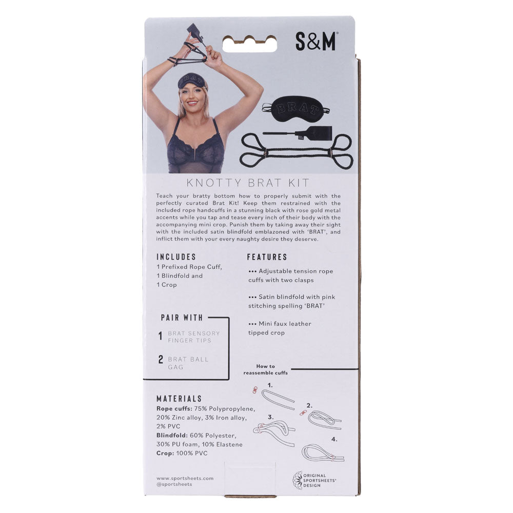 Sex & Mischief Knotty Brat Kit - Black Bondage Kit - 3 Piece Set - Naughty by Nature Adult Store