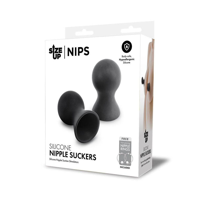 Size Up Silicone Nipple Suckers - Black - Set of 2 - Naughty by Nature Adult Store