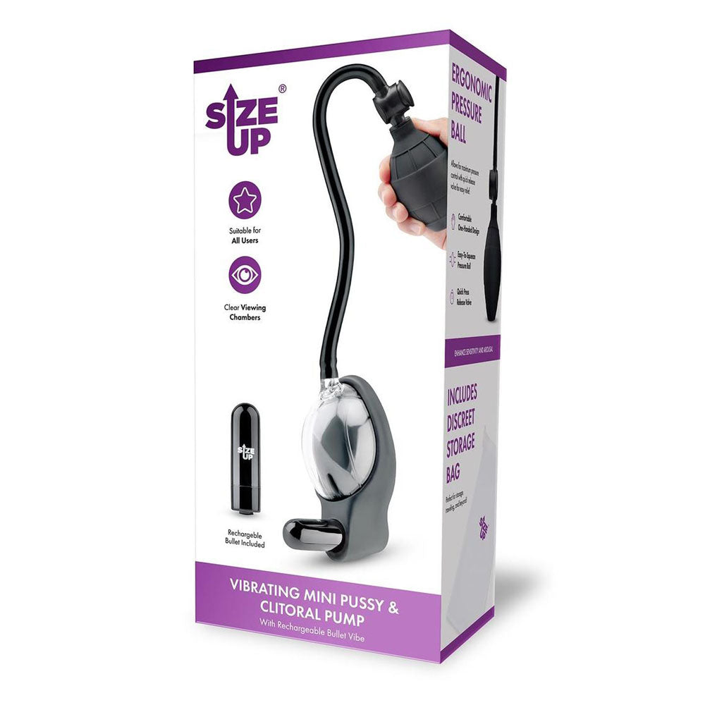 Size Up USB Rechargeable Vibrating Mini Vaginal And Clitoral Pump Clear