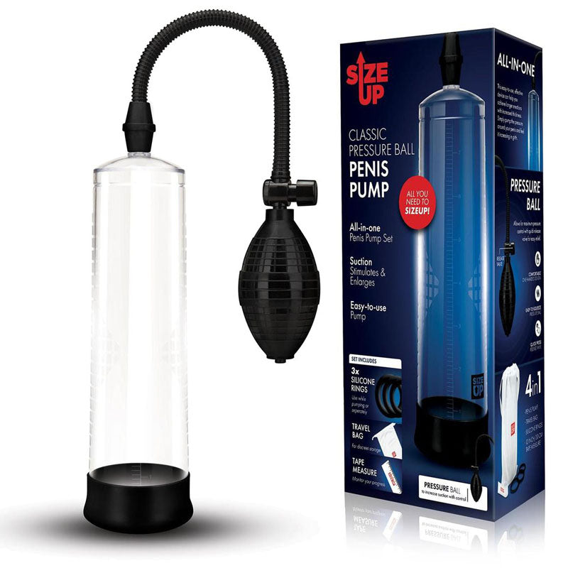 Size Up Classic Ball Penis Pump - Clear Penis Pump - Naughty by Nature Adult Store