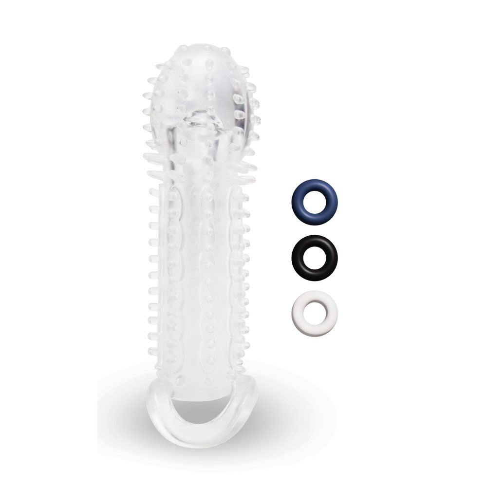 Size Up 1.5 Inch See-Thru Stretch Penis Extender - Clear 3.8 cm (1.5'') Penis Extension Sleeve - Naughty by Nature Adult Store