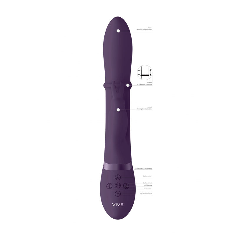 Vive Halo - Purple 24.5 cm USB Rechargeable Rabbit Vibrator - Naughty by Nature Adult Store