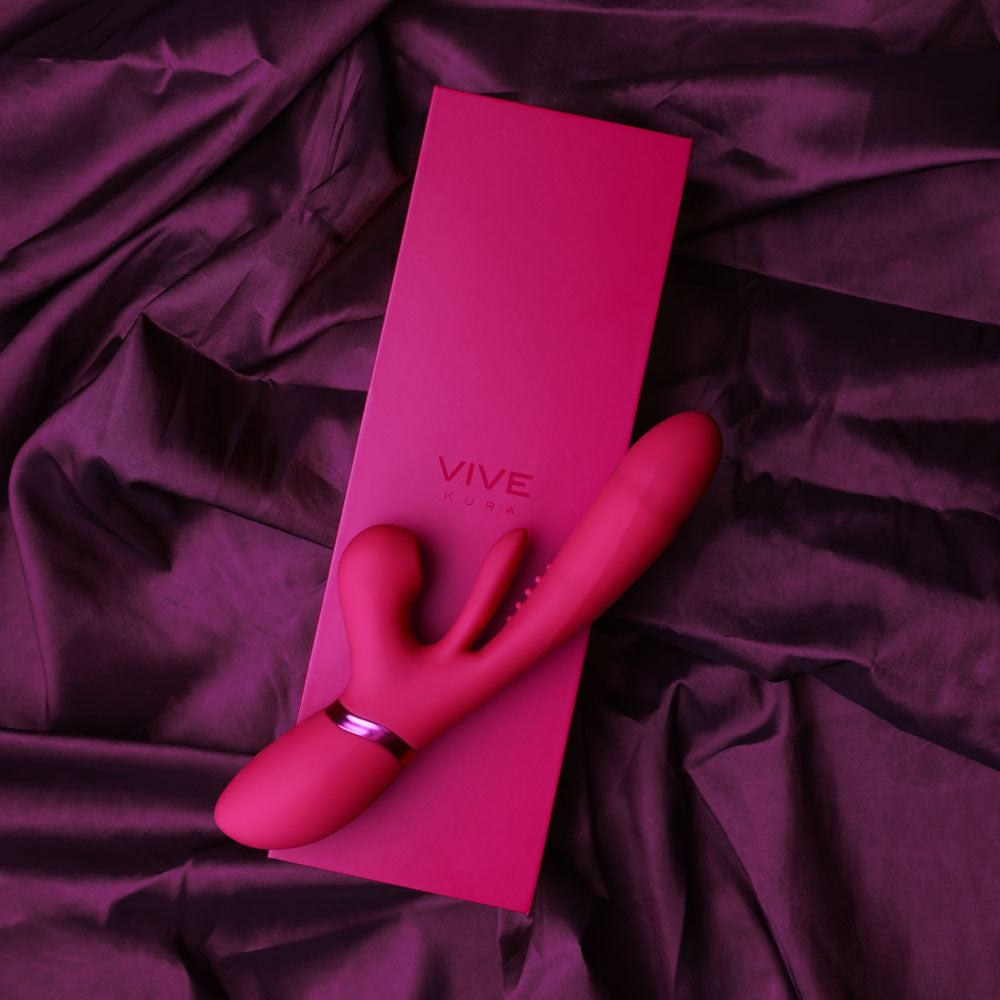 VIVE Ena - Pink - Pink 25 cm USB Rechargeable Thrusting Vibrator with Air Wave Stimulator - Naughty by Nature Adult Store