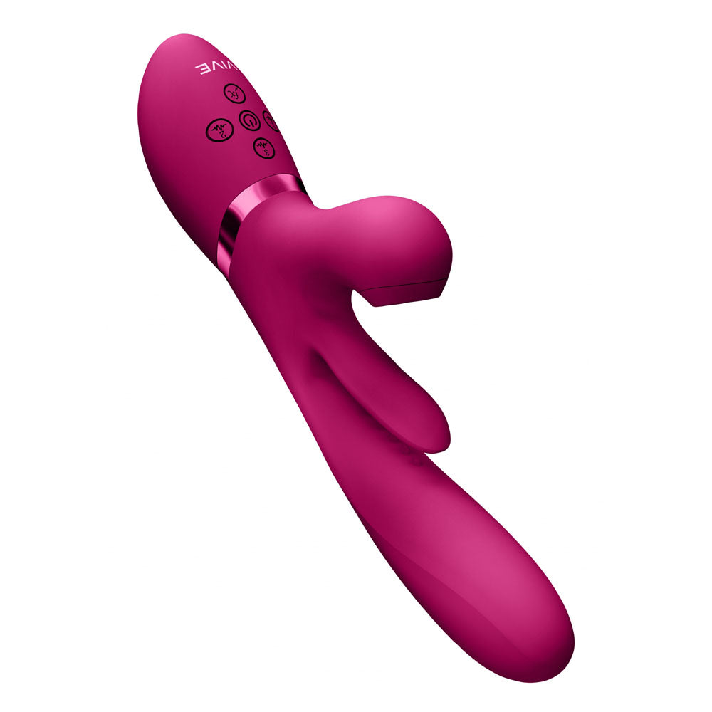 VIVE Ena - Pink - Pink 25 cm USB Rechargeable Thrusting Vibrator with Air Wave Stimulator - Naughty by Nature Adult Store