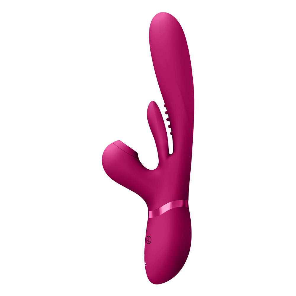 VIVE Ena - Pink - Pink 25 cm USB Rechargeable Thrusting Vibrator with Air Wave Stimulator - Naughty by Nature Adult Store