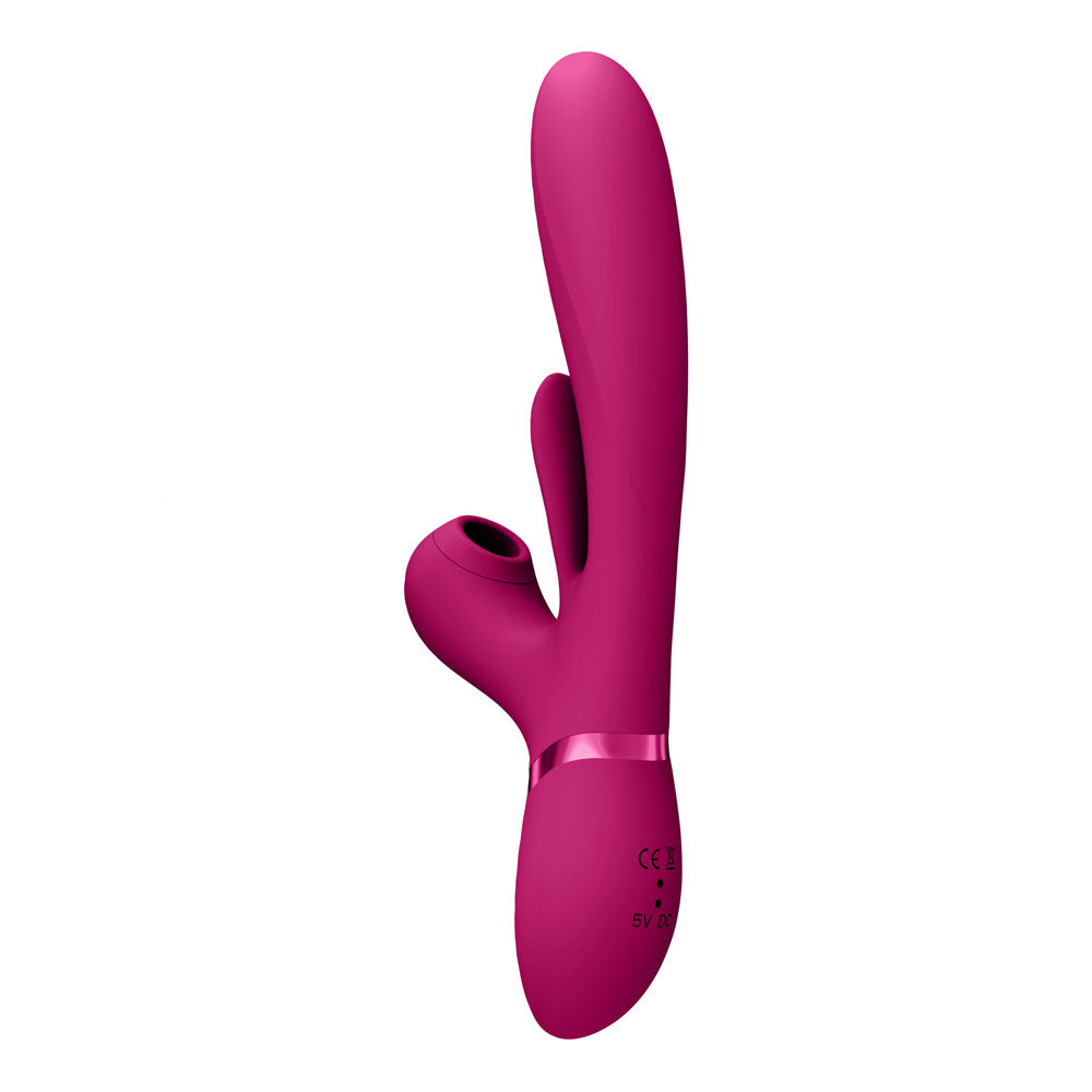 VIVE Ena - Pink - Pink 25 cm USB Rechargeable Thrusting Vibrator with Air Wave Stimulator - Naughty by Nature Adult Store