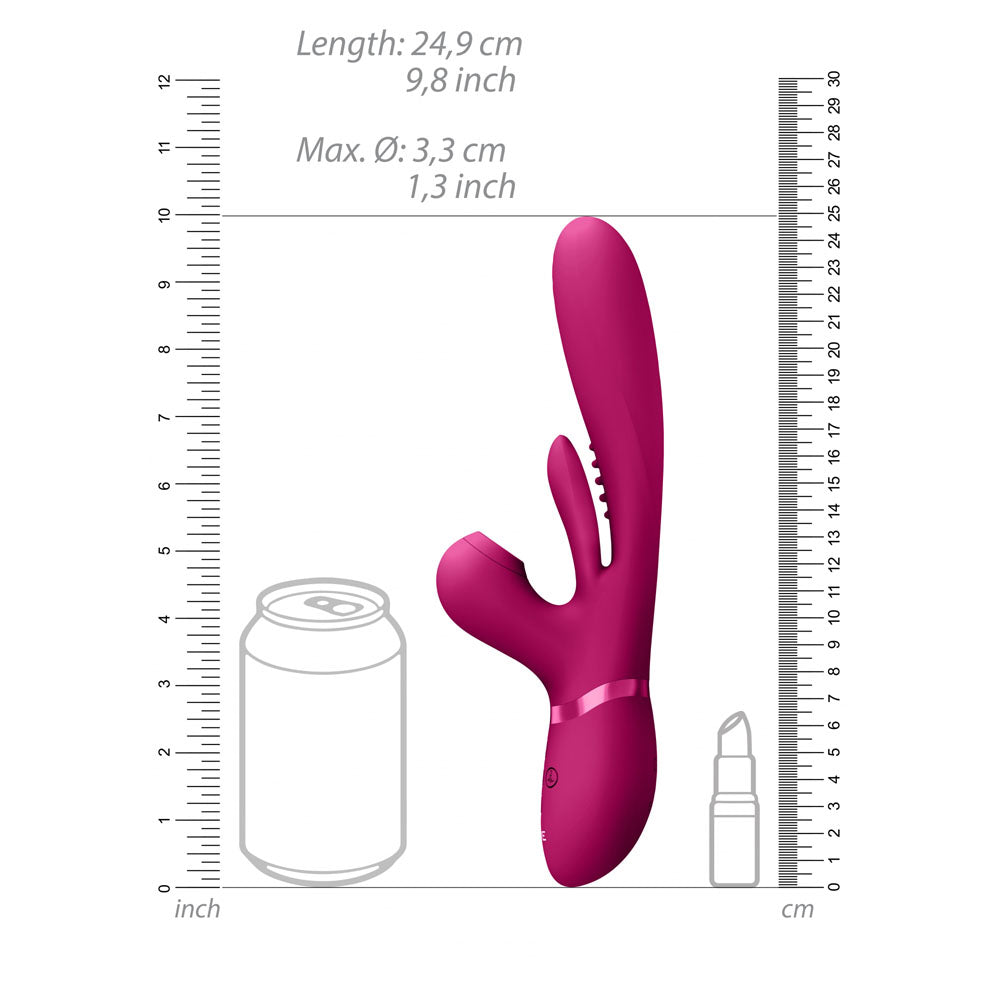 VIVE Ena - Pink - Pink 25 cm USB Rechargeable Thrusting Vibrator with Air Wave Stimulator - Naughty by Nature Adult Store