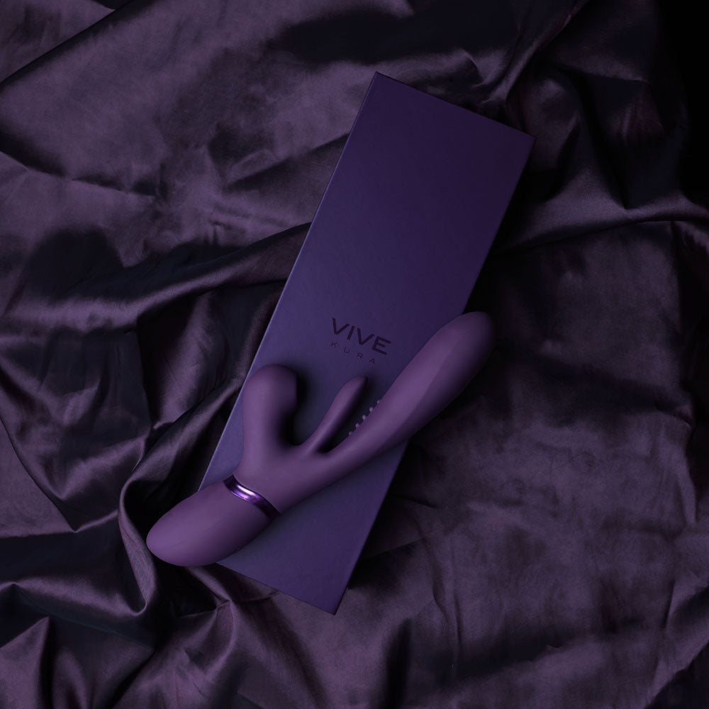 VIVE Ena - Purple - Purple 25 cm USB Rechargeable Thrusting Vibrator with Air Wave Stimulator - Naughty by Nature Adult Store