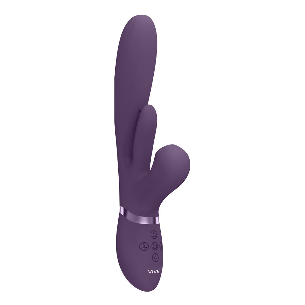 VIVE Ena - Purple - Purple 25 cm USB Rechargeable Thrusting Vibrator with Air Wave Stimulator - Naughty by Nature Adult Store