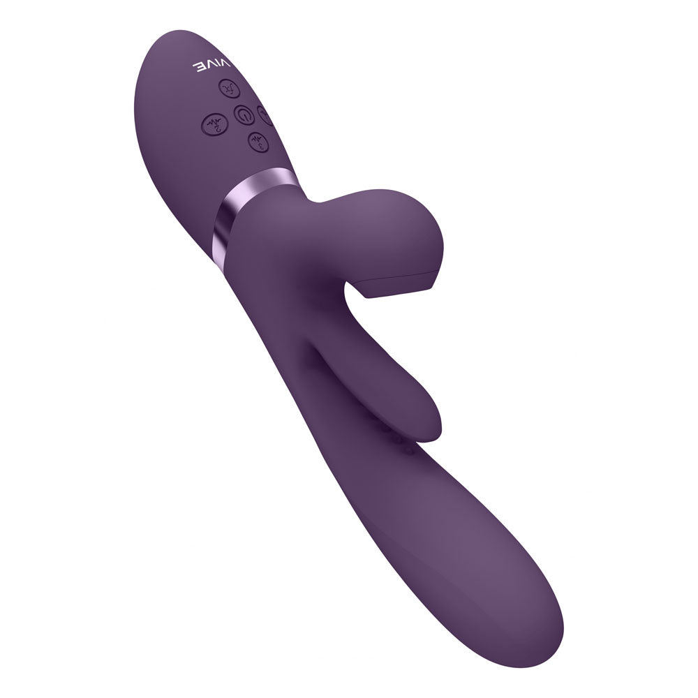 VIVE Ena - Purple - Purple 25 cm USB Rechargeable Thrusting Vibrator with Air Wave Stimulator - Naughty by Nature Adult Store