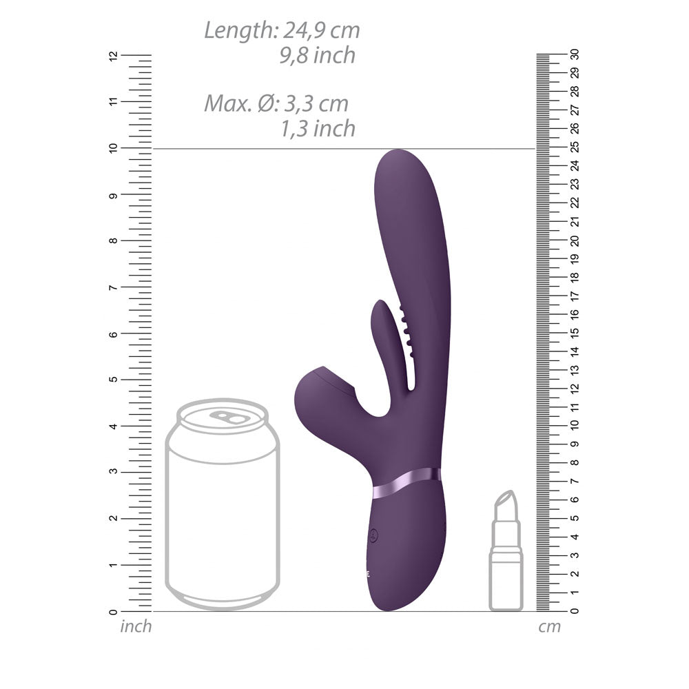 VIVE Ena - Purple - Purple 25 cm USB Rechargeable Thrusting Vibrator with Air Wave Stimulator - Naughty by Nature Adult Store