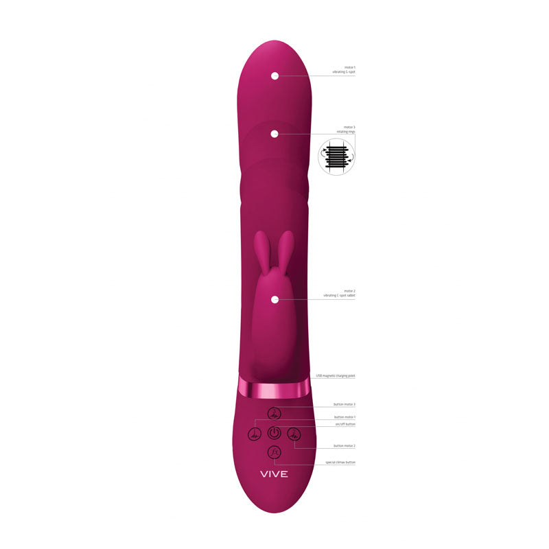 VIVE Nari - Pink - Pink 24.1 cm USB Rechargeable Rabbit Vibrator - Naughty by Nature Adult Store