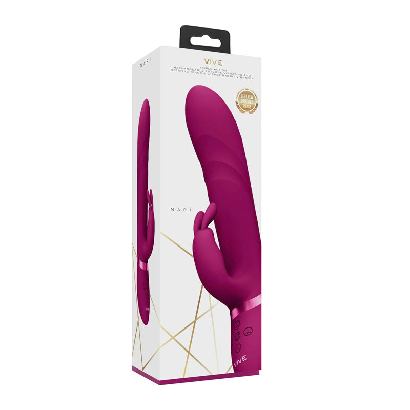 VIVE Nari - Pink - Pink 24.1 cm USB Rechargeable Rabbit Vibrator - Naughty by Nature Adult Store