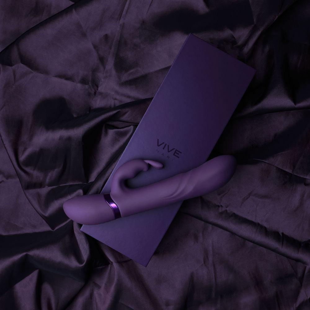 VIVE Nari - Purple - Purple 24.1 cm USB Rechargeable Rabbit Vibrator - Naughty by Nature Adult Store