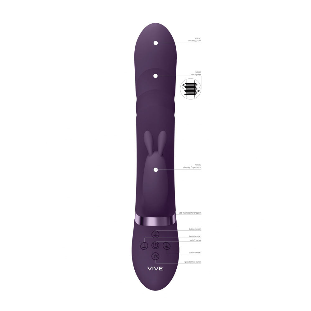 VIVE Nari - Purple - Purple 24.1 cm USB Rechargeable Rabbit Vibrator - Naughty by Nature Adult Store