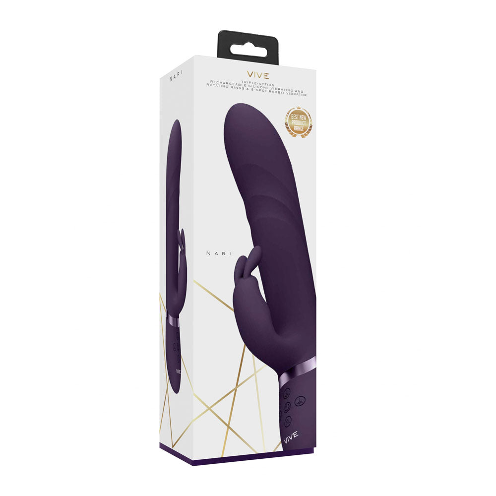 VIVE Nari - Purple - Purple 24.1 cm USB Rechargeable Rabbit Vibrator - Naughty by Nature Adult Store