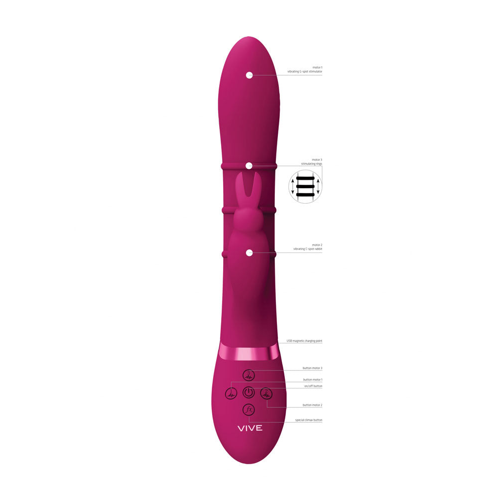 VIVE Sora - Pink - Pink 24.2 cm USB Rechargeable Rabbit Vibrator - Naughty by Nature Adult Store