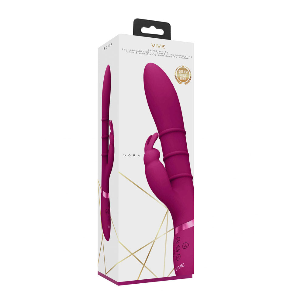 VIVE Sora - Pink - Pink 24.2 cm USB Rechargeable Rabbit Vibrator - Naughty by Nature Adult Store