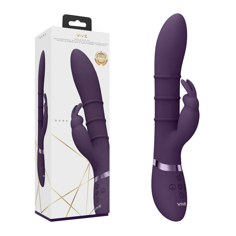 VIVE Sora - Purple - Purple 24.2 cm USB Rechargeable Rabbit Vibrator - Naughty by Nature Adult Store
