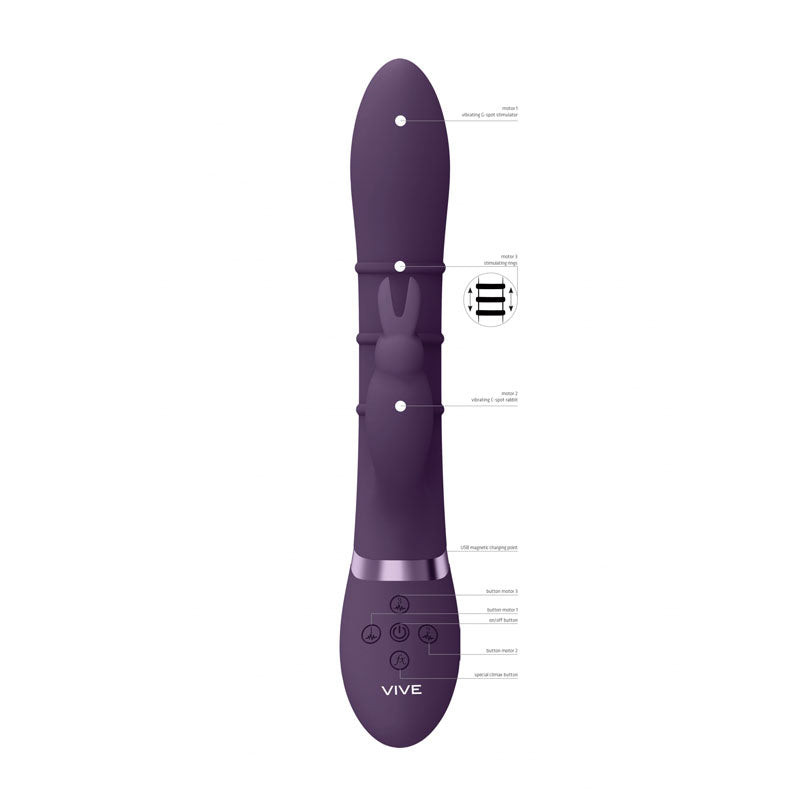 VIVE Sora - Purple - Purple 24.2 cm USB Rechargeable Rabbit Vibrator - Naughty by Nature Adult Store