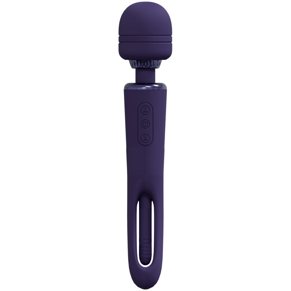 VIVE Kiku - Purple - Purple 25.2 cm USB Rechargeable Dual End Massage Wand with Flapping Tip - Naughty by Nature Adult Store