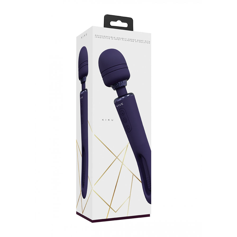VIVE Kiku - Purple - Purple 25.2 cm USB Rechargeable Dual End Massage Wand with Flapping Tip - Naughty by Nature Adult Store