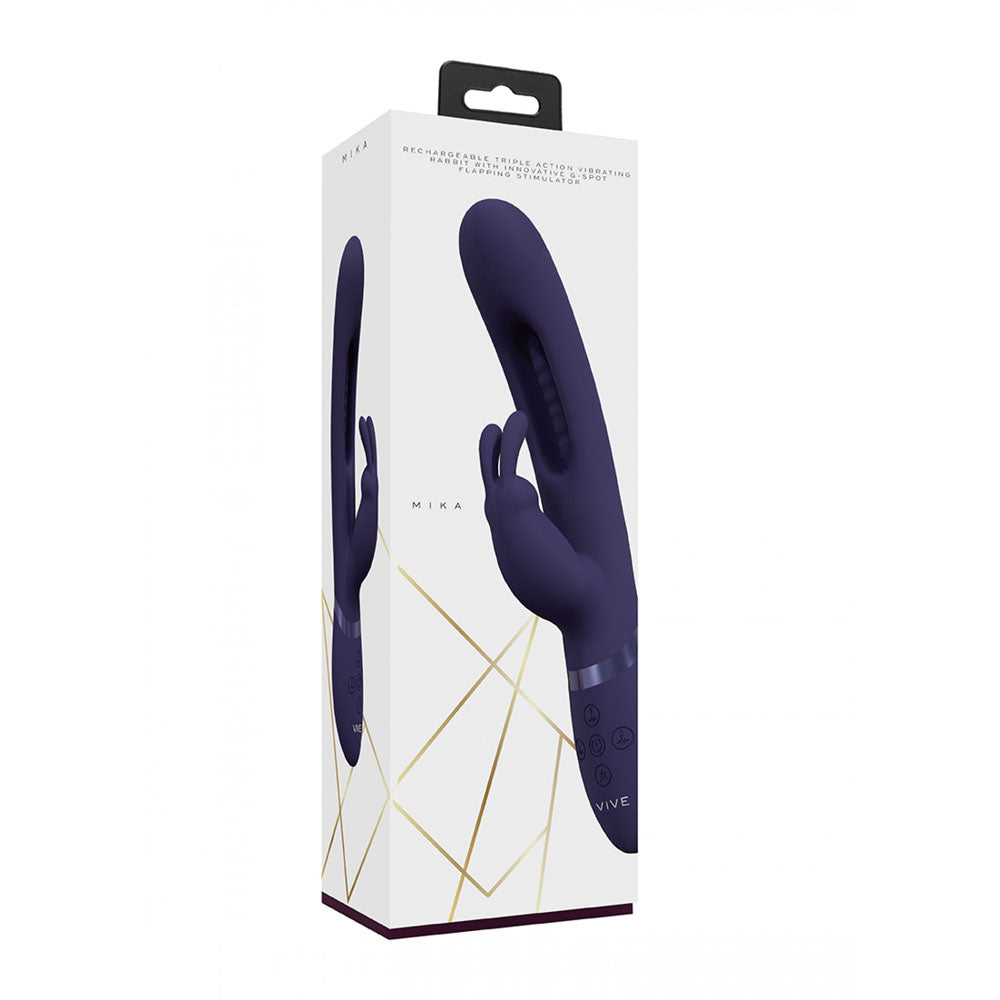 VIVE Mika - Purple - Purple 23.2 cm USB Rechargeable Rabbit Vibrator with Flapping Shaft - Naughty by Nature Adult Store