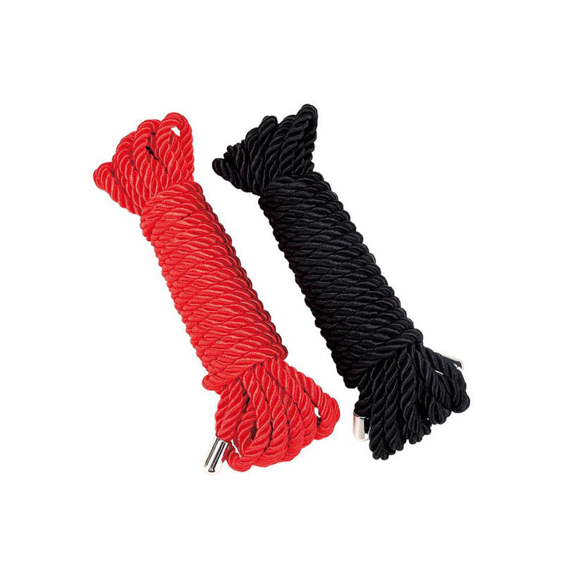 WhipSmart Heartbreaker 2 Pack Satin BDSM Rope - Black & Red Ropes - Set of 2 - Naughty by Nature Adult Store
