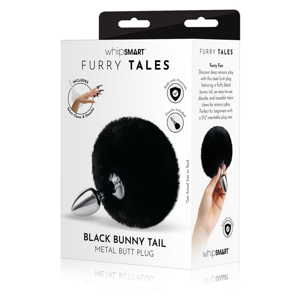 WhipSmart Furry Tales Black Bunny Tail - Metal 6.3 cm Butt Plug with Black Bunny Tail - Naughty by Nature Adult Store