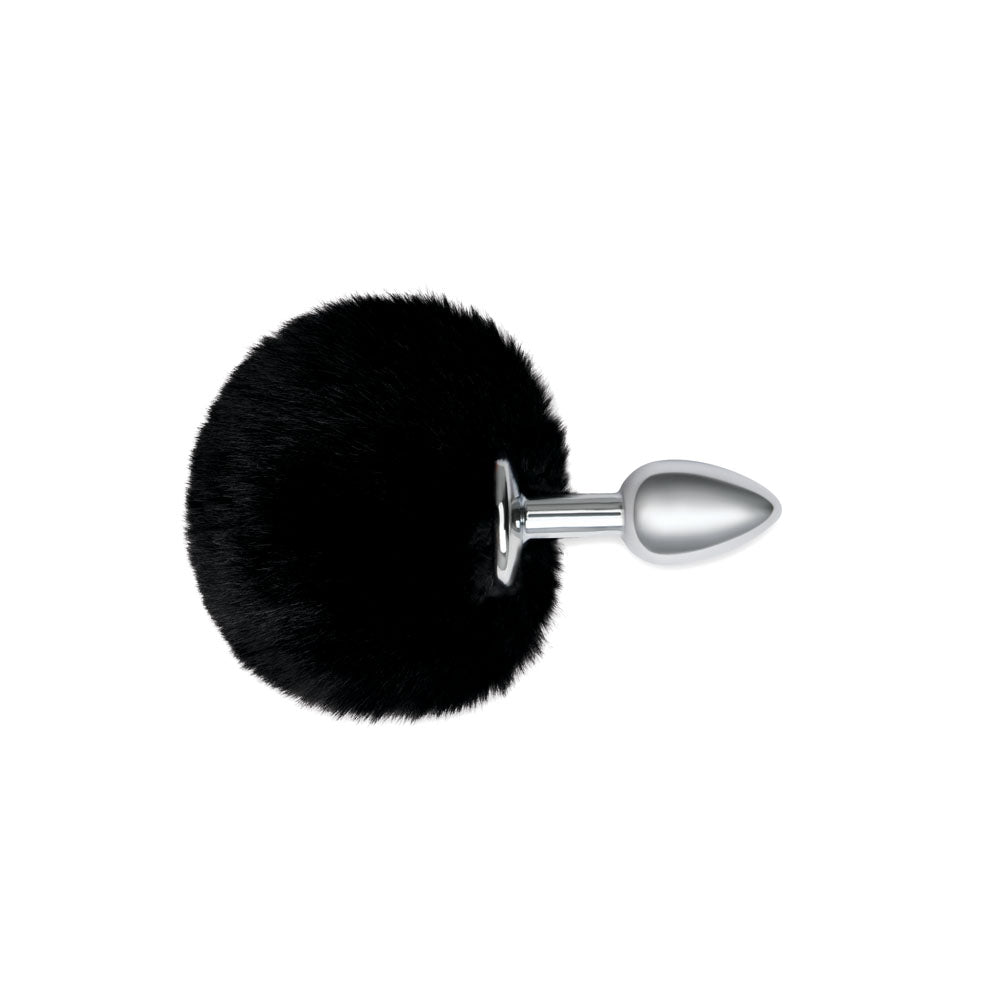 WhipSmart Furry Tales Black Bunny Tail - Metal 6.3 cm Butt Plug with Black Bunny Tail - Naughty by Nature Adult Store