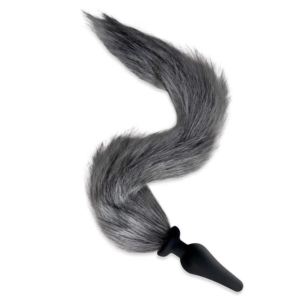 WhipSmart Furry Tales Foxtail Furry Play Set - Grey Foxtail Butt Plug & Furry Ears Set - Naughty by Nature Adult Store