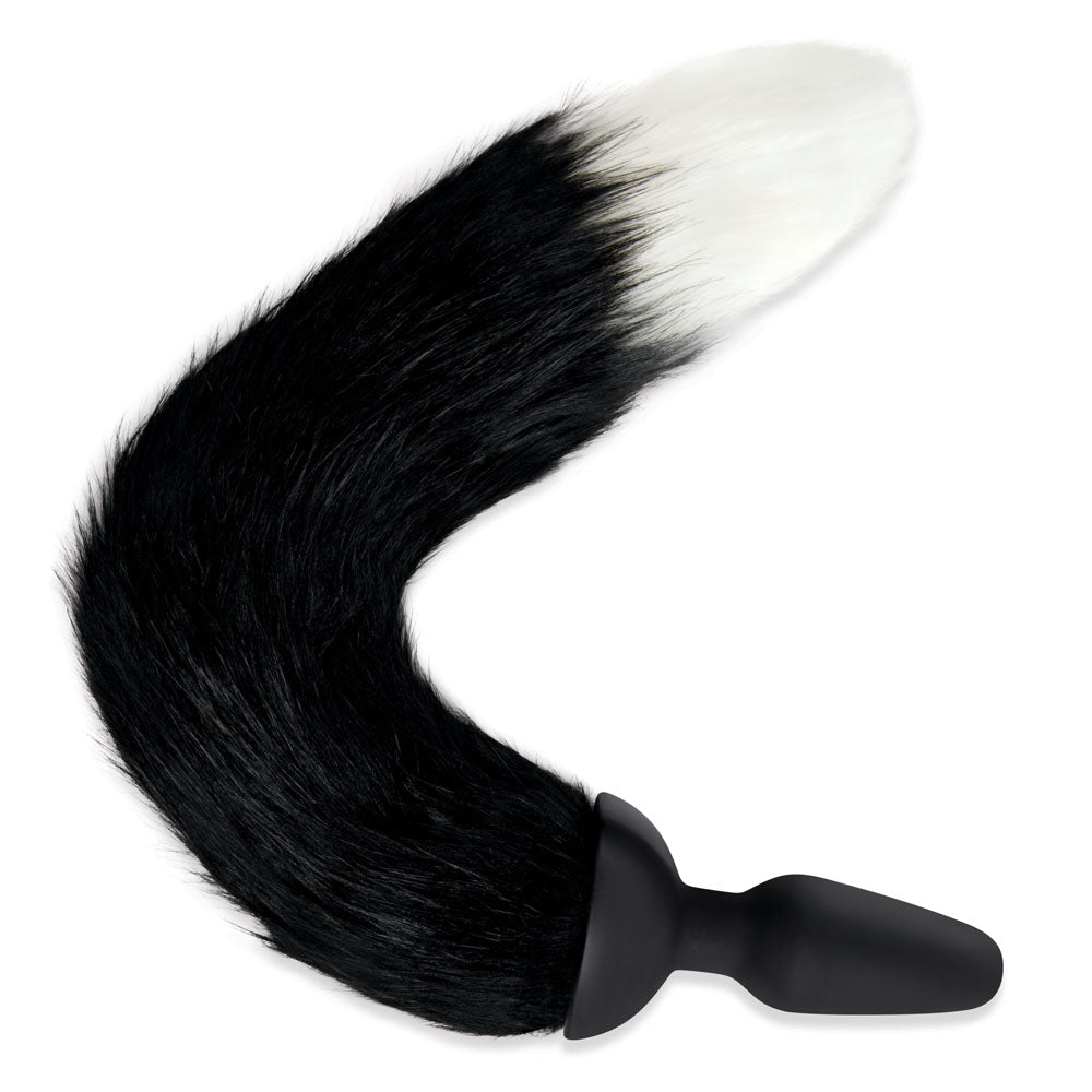 WhipSmart Furry Tales Silicone Foxtail Rechargeable Butt Plug - Black 9.5 cm Vibrating Butt Plug with Black Fox Tail & Remote Control - Naughty by Nature Adult Store
