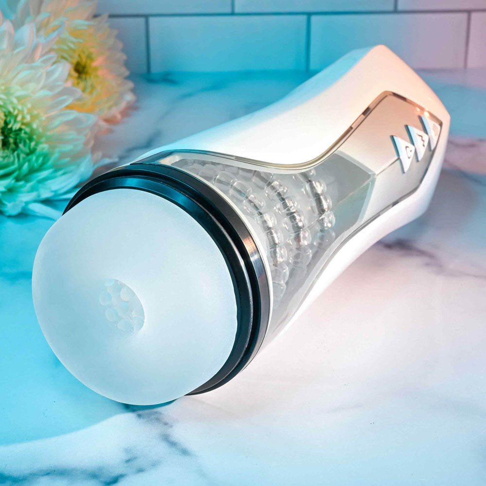 Zero Tolerance STROKING BUDDY - White USB Rechargeable Vibrating & Thrusting Stroker - Naughty by Nature Adult Store