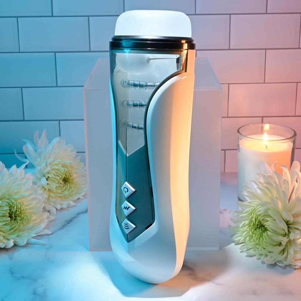 Zero Tolerance STROKING BUDDY - White USB Rechargeable Vibrating & Thrusting Stroker - Naughty by Nature Adult Store