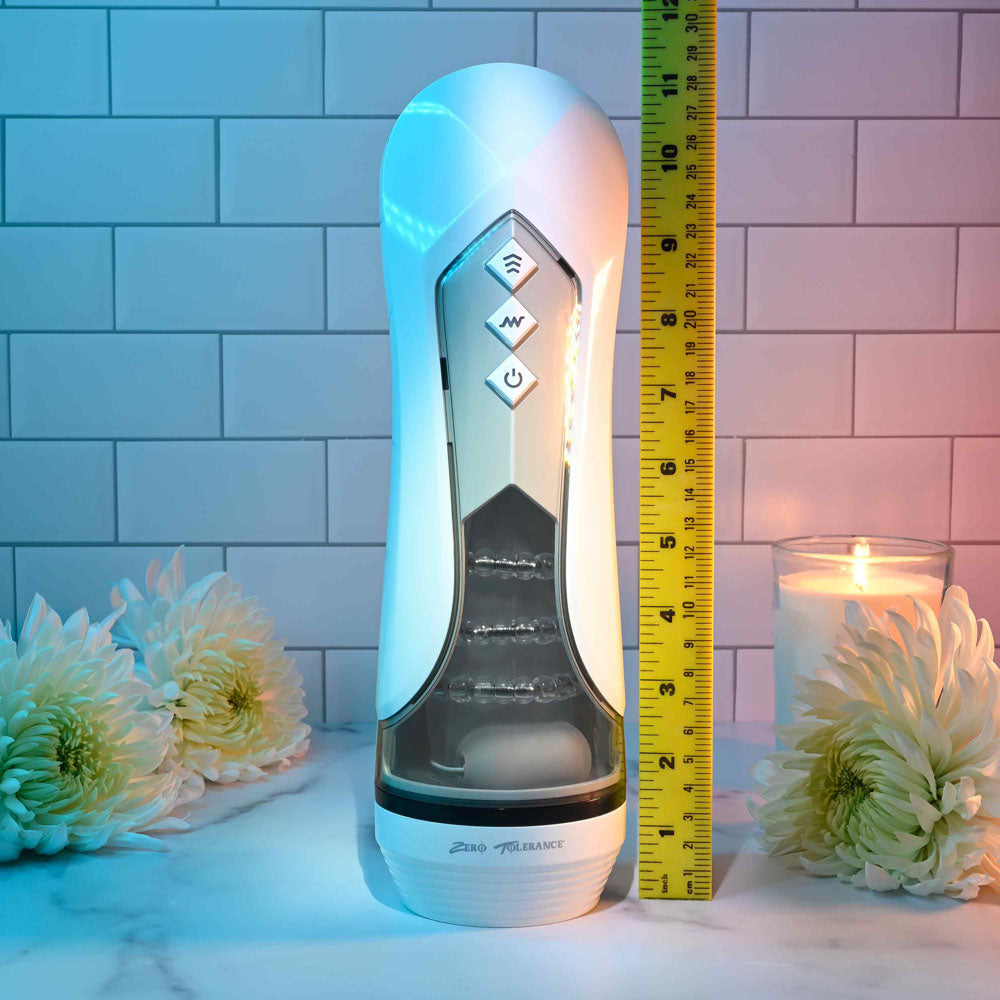 Zero Tolerance STROKING BUDDY - White USB Rechargeable Vibrating & Thrusting Stroker - Naughty by Nature Adult Store